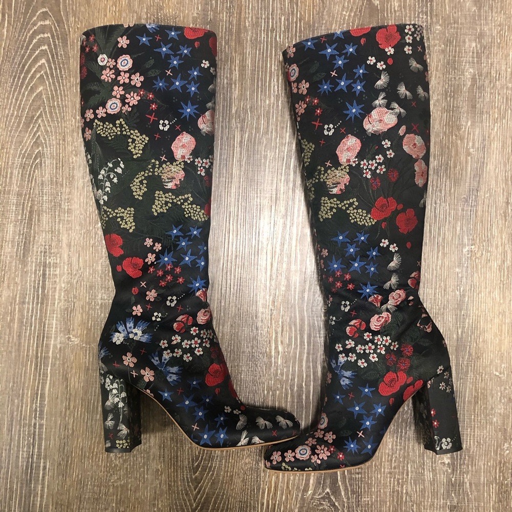 Valentino Camu Garden Floral Brocade Boots 38/8